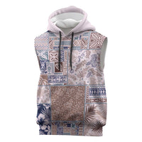 Aloha Hawaii Pastel Christmas Patchwork Sleeveless Hoodie Rustic Style LT7 Beige - Polynesian Pride