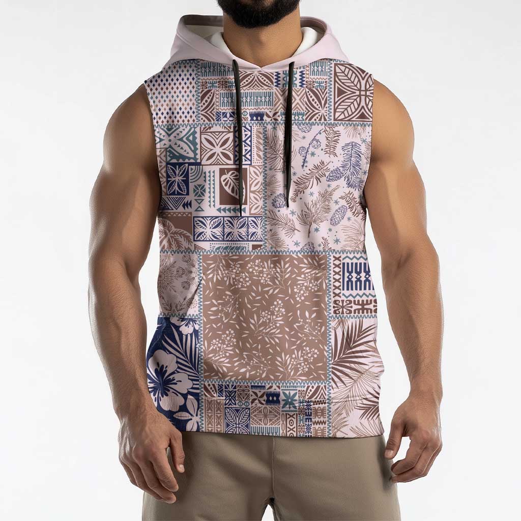 Aloha Hawaii Pastel Christmas Patchwork Sleeveless Hoodie Rustic Style LT7 - Polynesian Pride