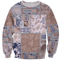 Aloha Hawaii Pastel Christmas Patchwork Sweatshirt Rustic Style LT7 Unisex Beige - Polynesian Pride