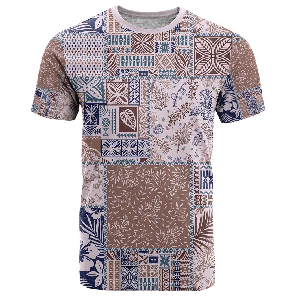 Aloha Hawaii Pastel Christmas Patchwork T Shirt Rustic Style LT7 Beige - Polynesian Pride