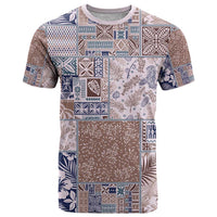 Aloha Hawaii Pastel Christmas Patchwork T Shirt Rustic Style LT7 Beige - Polynesian Pride