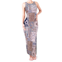 Aloha Hawaii Pastel Christmas Patchwork Tank Maxi Dress Rustic Style LT7 Women Beige - Polynesian Pride