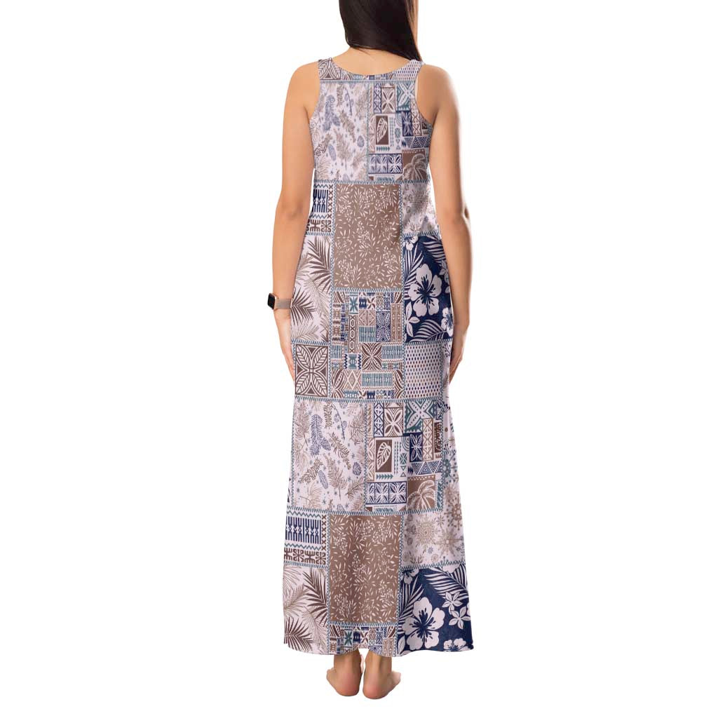 Aloha Hawaii Pastel Christmas Patchwork Tank Maxi Dress Rustic Style LT7 - Polynesian Pride