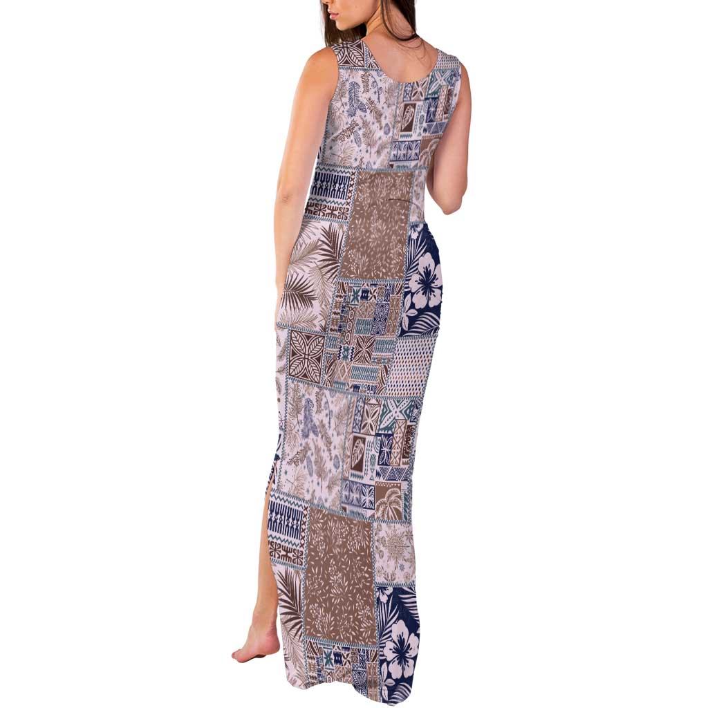 Aloha Hawaii Pastel Christmas Patchwork Tank Maxi Dress Rustic Style LT7 - Polynesian Pride