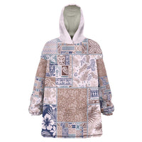 Aloha Hawaii Pastel Christmas Patchwork Wearable Blanket Hoodie Rustic Style LT7 One Size Beige - Polynesian Pride