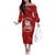 New Zealand Christmas Off The Shoulder Long Sleeve Dress Silver Fern Mix Kiwi Bird Ver01 LT7 Women Red - Polynesian Pride