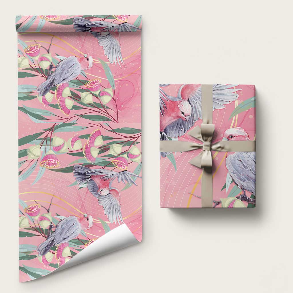 Australia Breast Cancer Awareness Wrapping Paper Pink Galah with Eucalyptus Flowers LT7 58" × 23" Pink - Polynesian Pride