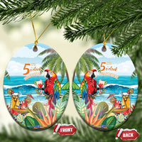 Aloha Hawaii Christmas Ceramic Ornament It's 5 o'clock Somewhere LT7 Oval Colorful - Polynesian Pride