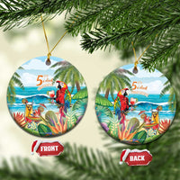 Aloha Hawaii Christmas Ceramic Ornament It's 5 o'clock Somewhere LT7 Circle Colorful - Polynesian Pride