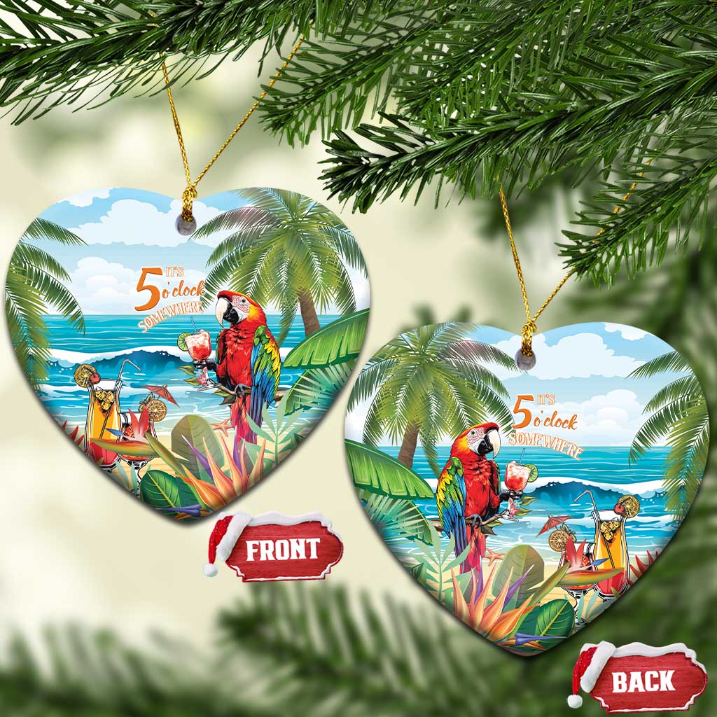 Aloha Hawaii Christmas Ceramic Ornament It's 5 o'clock Somewhere LT7 Heart Colorful - Polynesian Pride