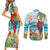 Aloha Hawaii Christmas Couples Matching Short Sleeve Bodycon Dress and Long Sleeve Button Shirt It's 5 o'clock Somewhere