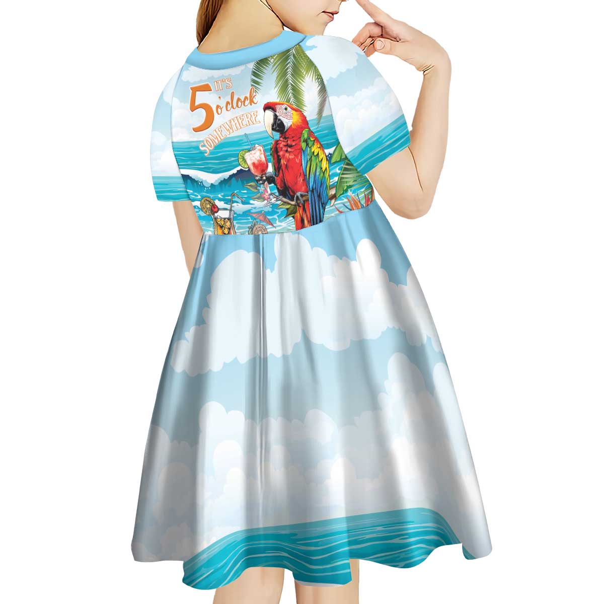 Aloha Hawaii Christmas Kid Short Sleeve Dress It's 5 o'clock Somewhere LT7 - Polynesian Pride