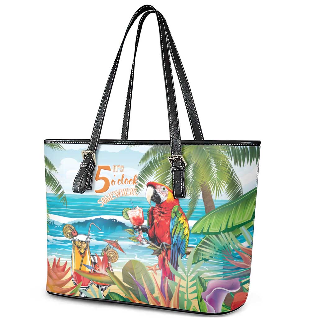 Aloha Hawaii Christmas Leather Tote Bag It's 5 o'clock Somewhere LT7 - Polynesian Pride