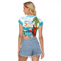 Aloha Hawaii Christmas Raglan Cropped T Shirt It's 5 o'clock Somewhere LT7 - Polynesian Pride