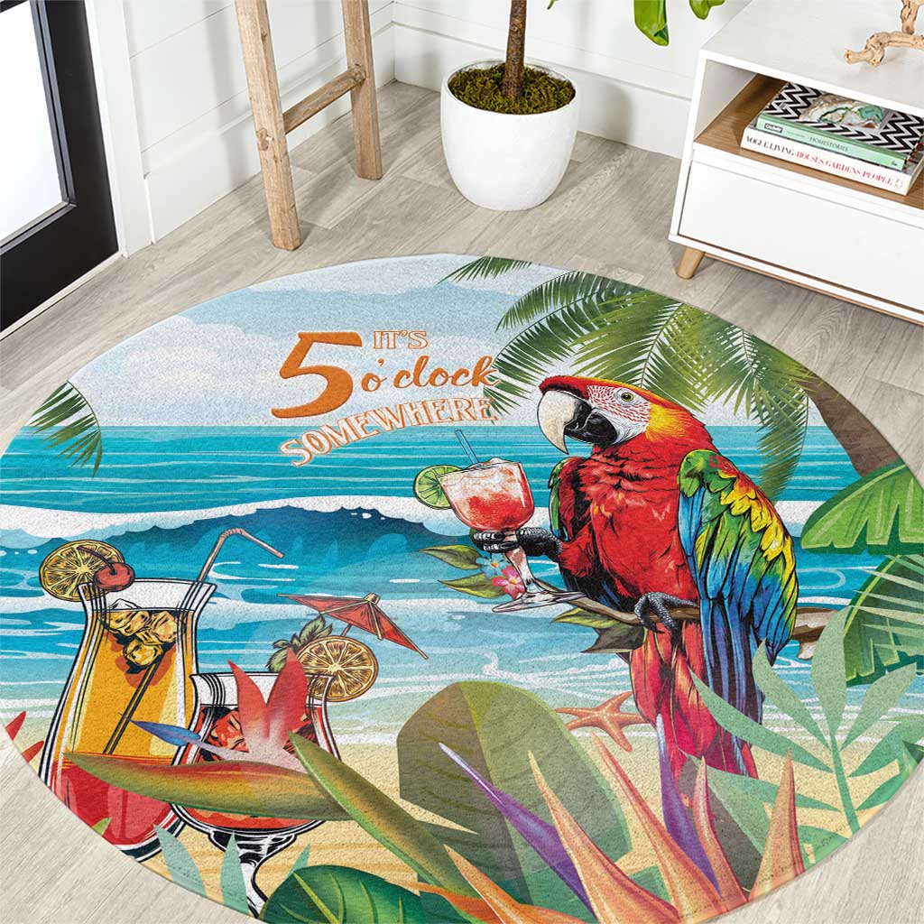 Aloha Hawaii Christmas Round Carpet It's 5 o'clock Somewhere LT7 Colorful - Polynesian Pride