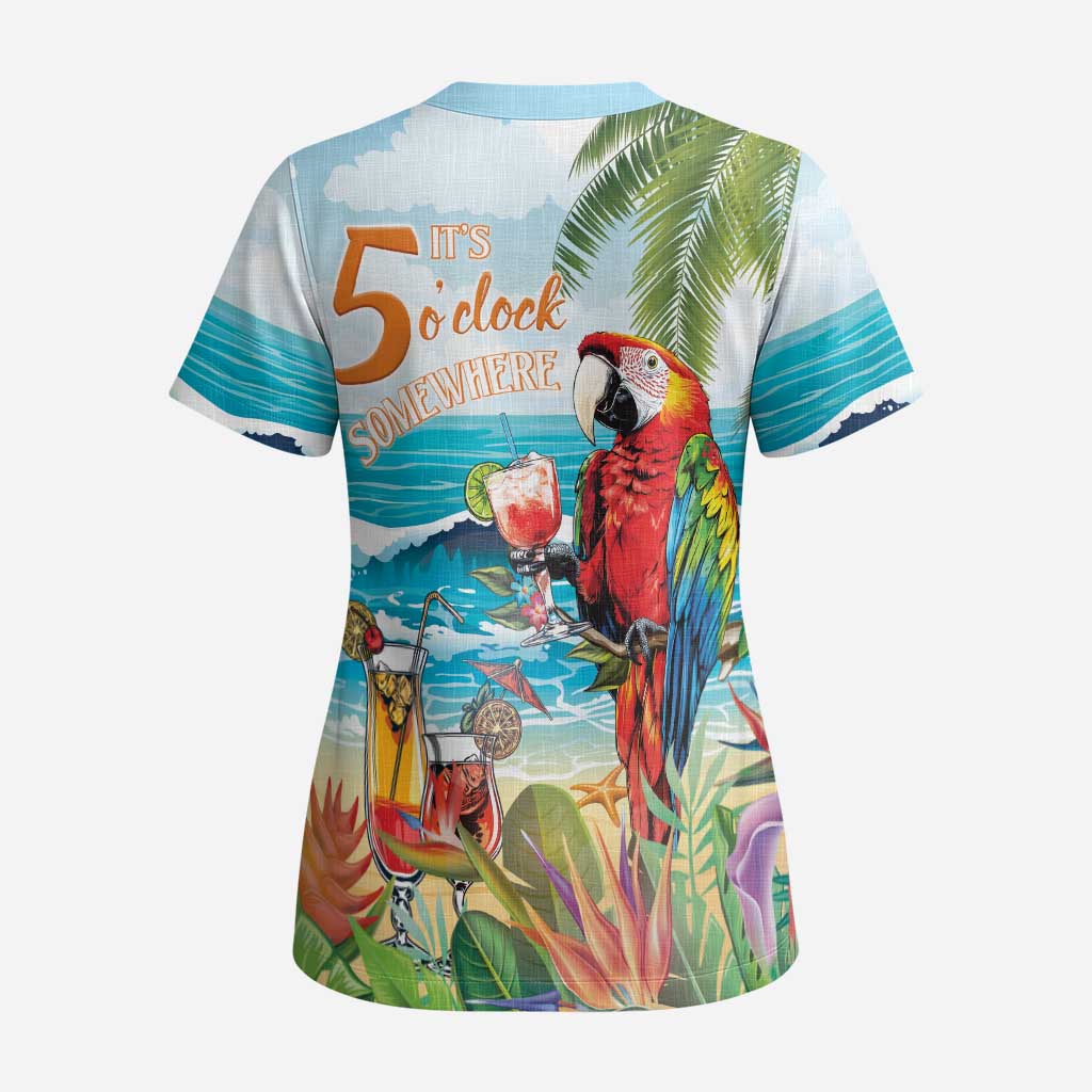 Aloha Hawaii Christmas Scrub Top It's 5 o'clock Somewhere LT7 - Polynesian Pride