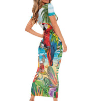 Aloha Hawaii Christmas Short Sleeve Bodycon Dress It's 5 o'clock Somewhere LT7 - Polynesian Pride