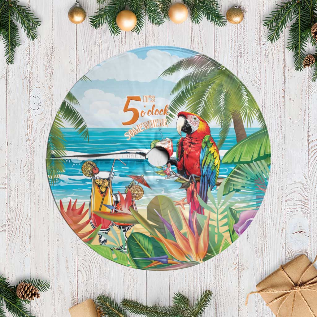 Aloha Hawaii Christmas Tree Skirt It's 5 o'clock Somewhere LT7 Casual Colorful - Polynesian Pride