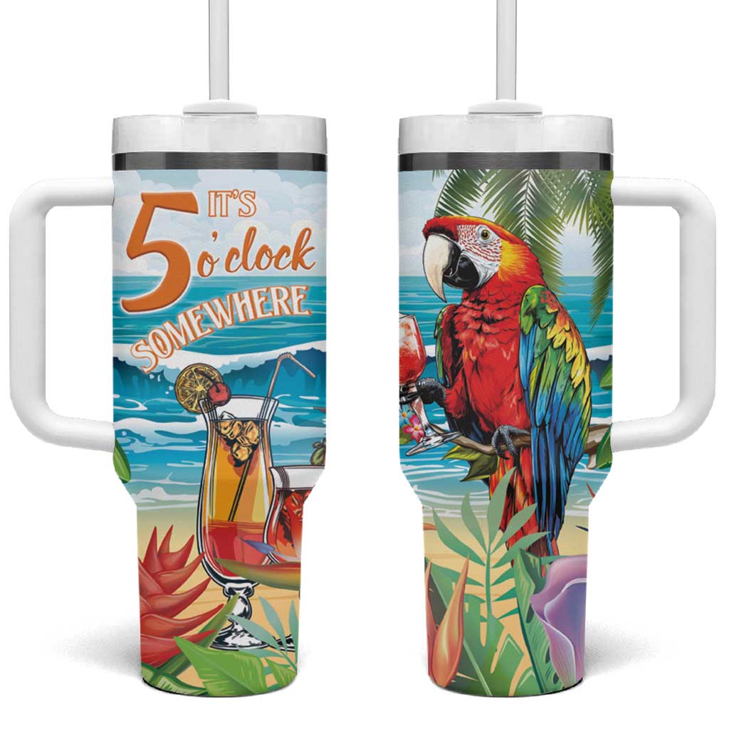 Aloha Hawaii Christmas Tumbler With Handle It's 5 o'clock Somewhere LT7 One Size: 40 oz Colorful - Polynesian Pride