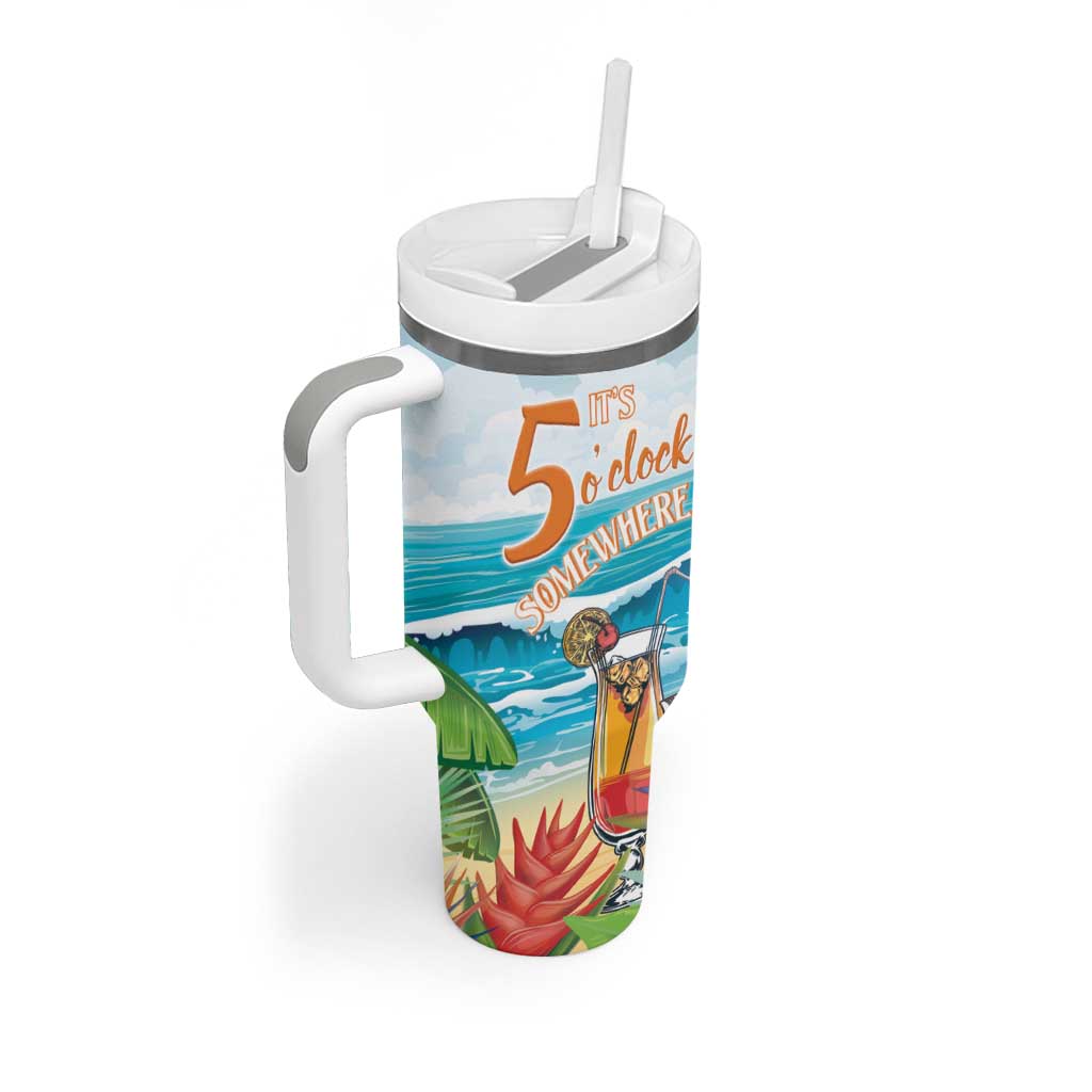 Aloha Hawaii Christmas Tumbler With Handle It's 5 o'clock Somewhere LT7 - Polynesian Pride