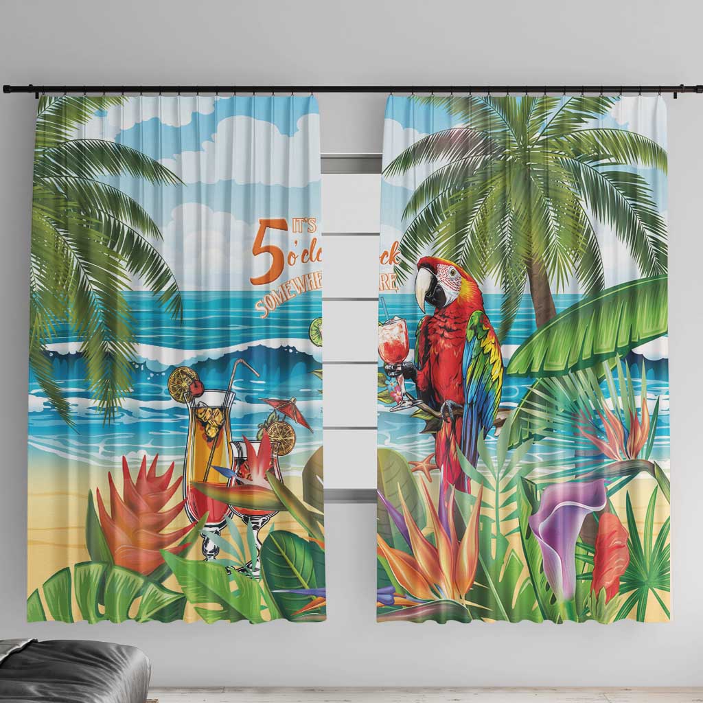 Aloha Hawaii Christmas Window Curtain It's 5 o'clock Somewhere LT7 With Hooks Colorful - Polynesian Pride