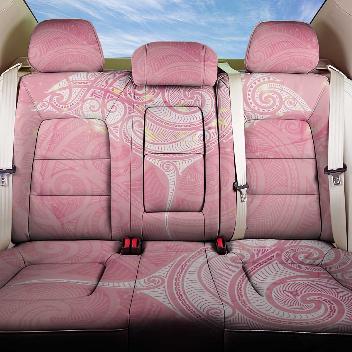 Breast Cancer Awareness Maori Aotearoa Back Car Seat Cover Manta Ray - Pink Glaze LT7 One Size Pink - Polynesian Pride