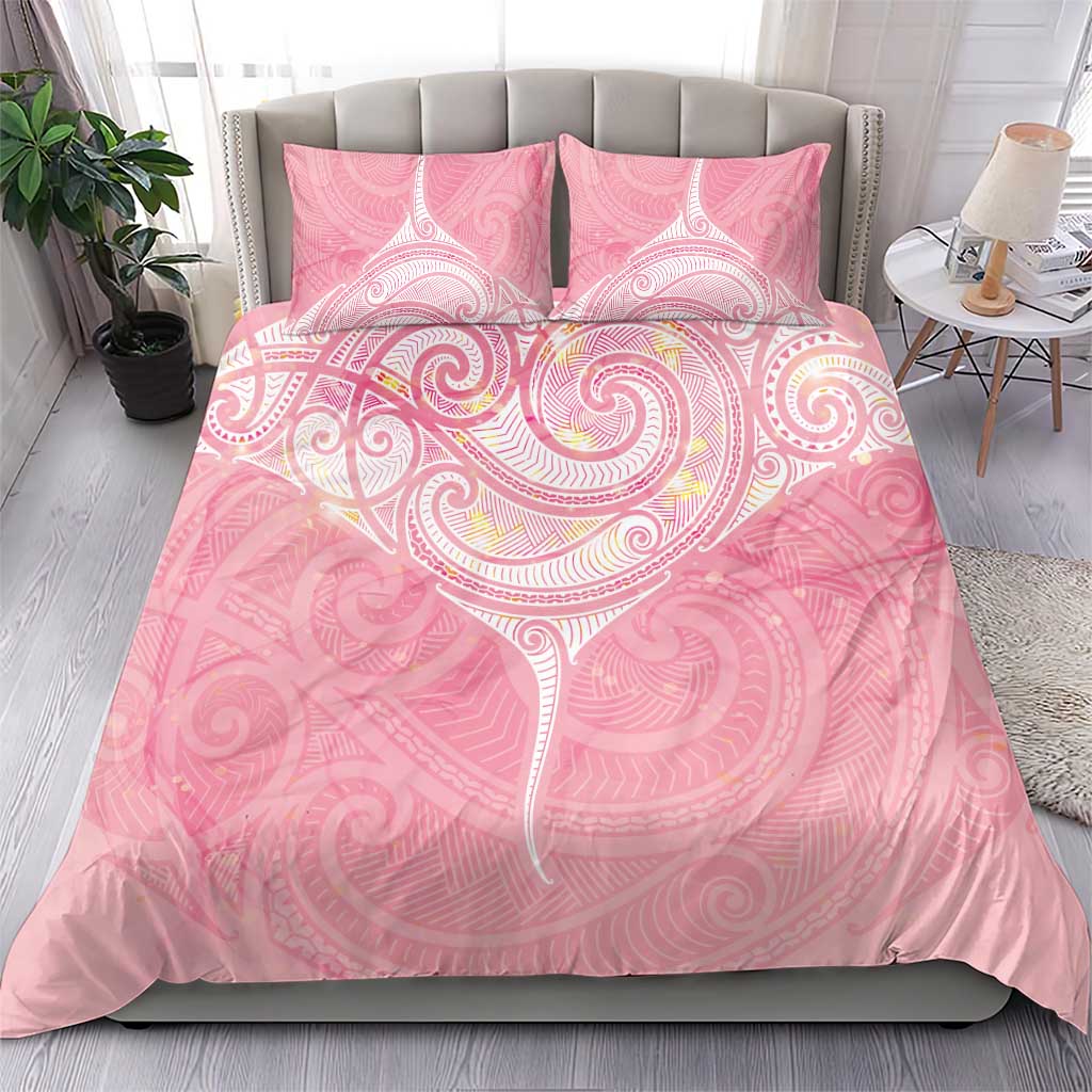 Breast Cancer Awareness Maori Aotearoa Bedding Set Manta Ray - Pink Glaze LT7 - Polynesian Pride