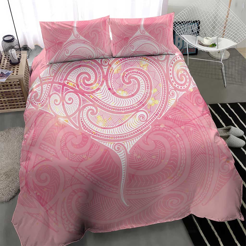 Breast Cancer Awareness Maori Aotearoa Bedding Set Manta Ray - Pink Glaze LT7 - Polynesian Pride