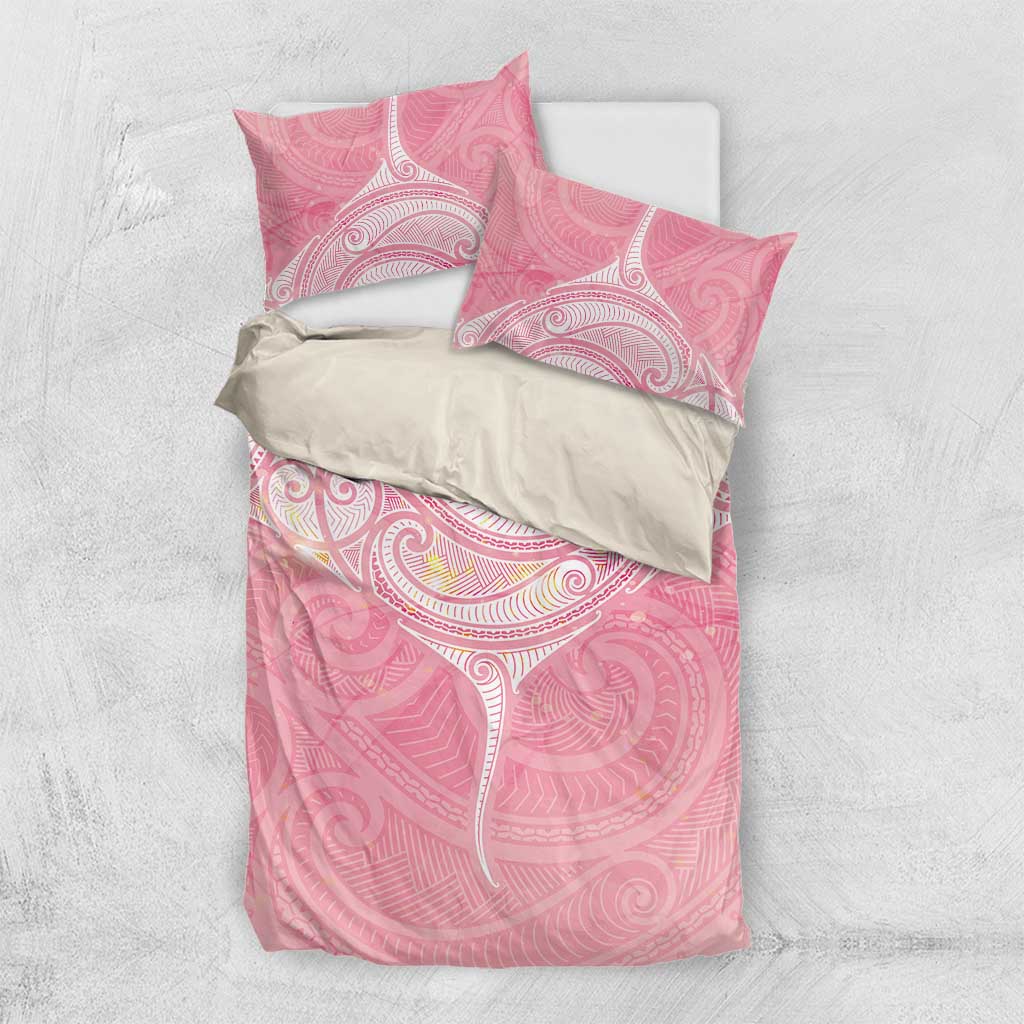 Breast Cancer Awareness Maori Aotearoa Bedding Set Manta Ray - Pink Glaze LT7 US Twin 172cm x 218cm Pink - Polynesian Pride