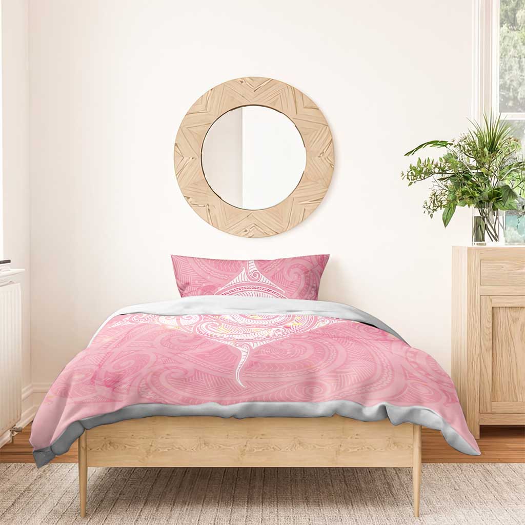 Breast Cancer Awareness Maori Aotearoa Bedding Set Manta Ray - Pink Glaze LT7 - Polynesian Pride
