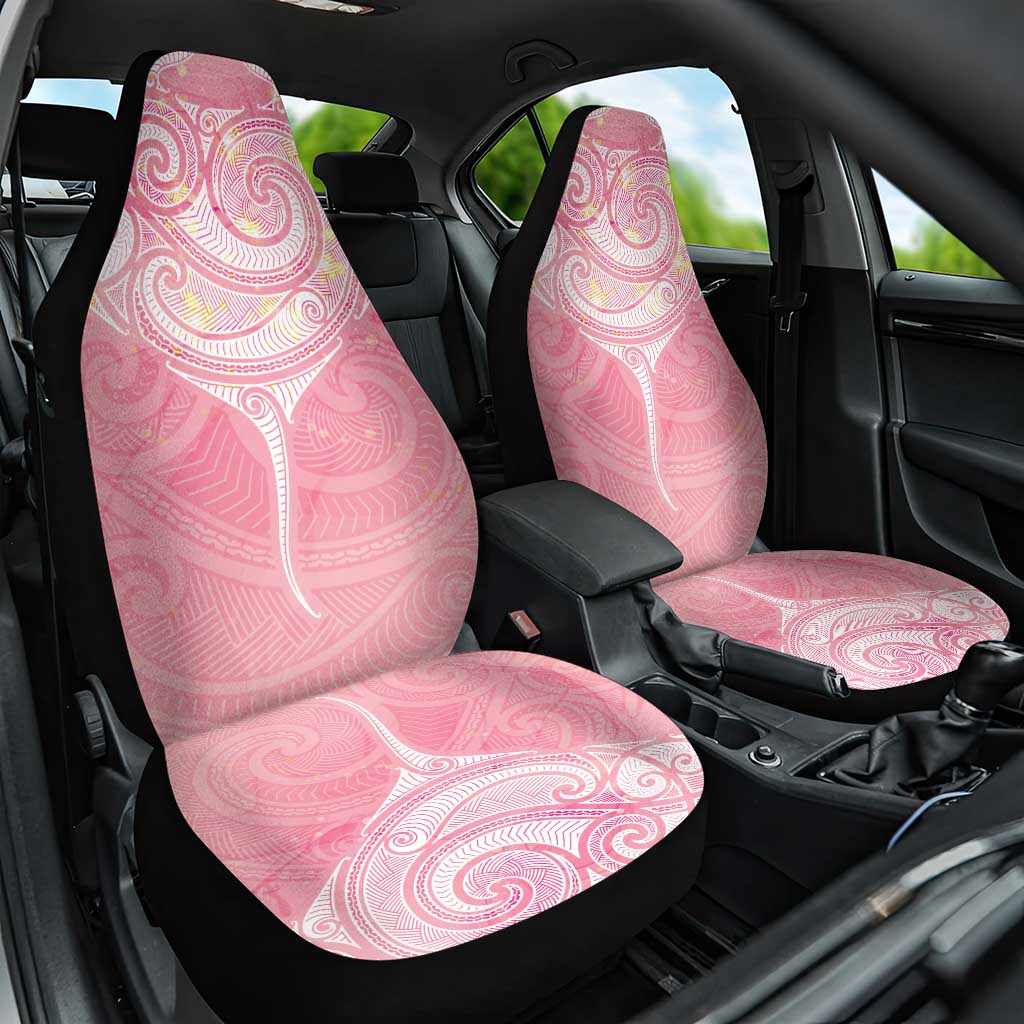 Breast Cancer Awareness Maori Aotearoa Car Seat Cover Manta Ray - Pink Glaze LT7 One Size Pink - Polynesian Pride