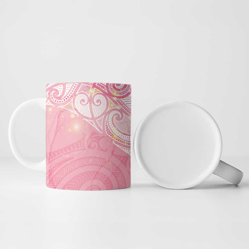 Breast Cancer Awareness Maori Aotearoa Ceramic Mug Manta Ray - Pink Glaze LT7 - Polynesian Pride