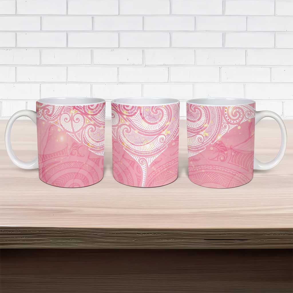 Breast Cancer Awareness Maori Aotearoa Ceramic Mug Manta Ray - Pink Glaze LT7 - Polynesian Pride