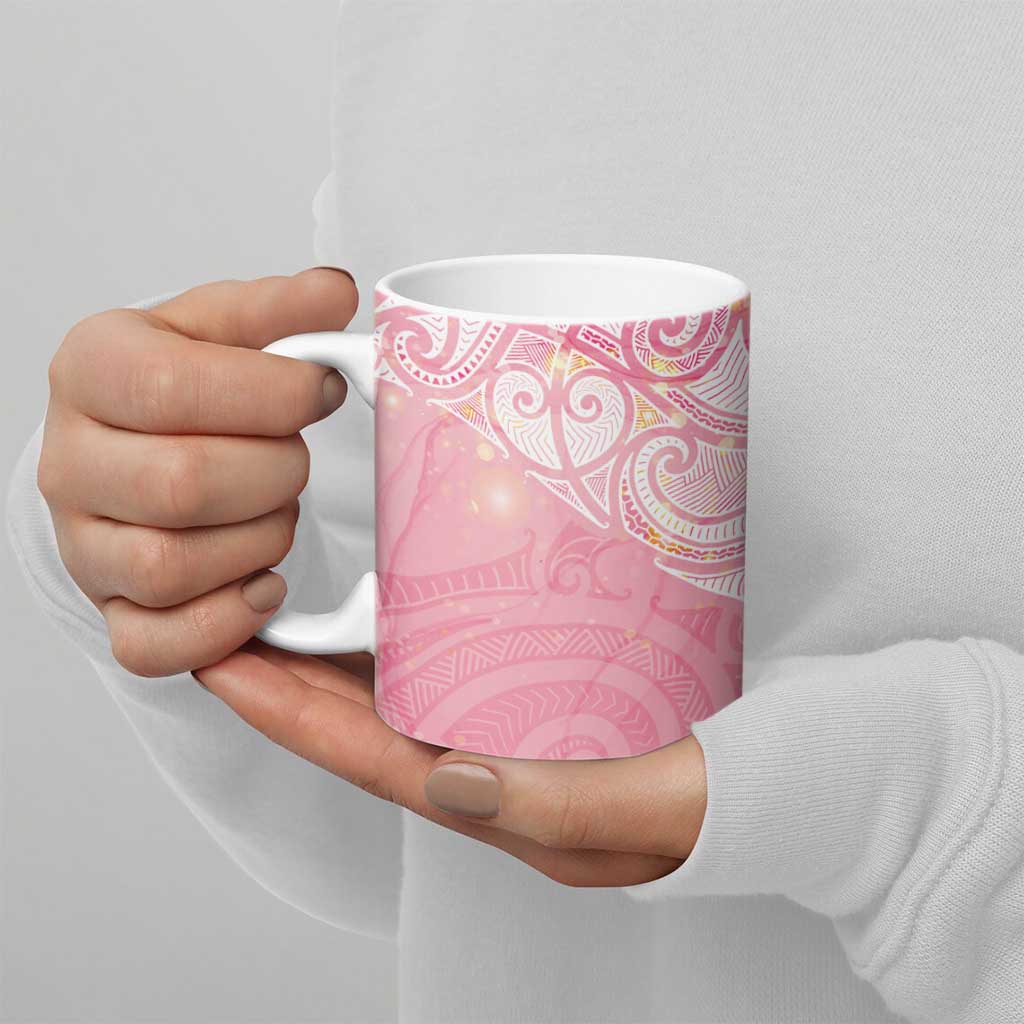Breast Cancer Awareness Maori Aotearoa Ceramic Mug Manta Ray - Pink Glaze LT7 - Polynesian Pride