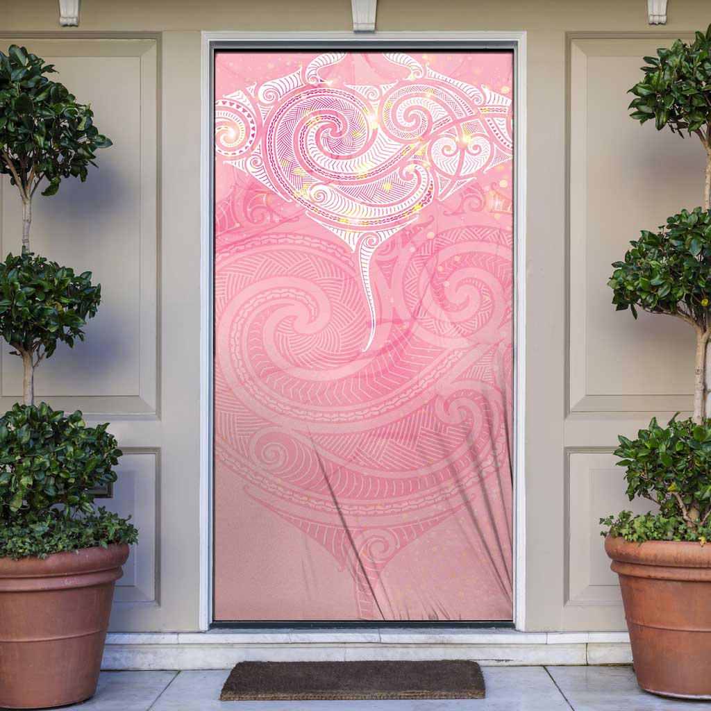 Breast Cancer Awareness Maori Aotearoa Door Cover Manta Ray - Pink Glaze LT7 Pink - Polynesian Pride