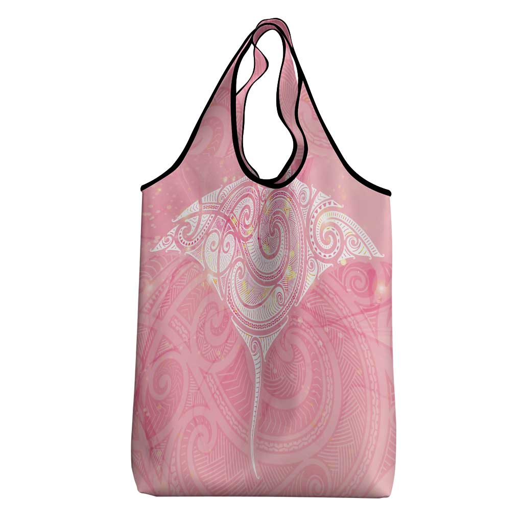 Breast Cancer Awareness Maori Aotearoa Grocery Bag Manta Ray - Pink Glaze LT7 - Polynesian Pride