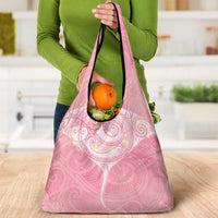 Breast Cancer Awareness Maori Aotearoa Grocery Bag Manta Ray - Pink Glaze LT7 - Polynesian Pride