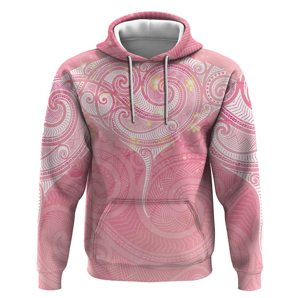 Breast Cancer Awareness Maori Aotearoa Hoodie Manta Ray - Pink Glaze LT7 Pullover Hoodie Pink - Polynesian Pride