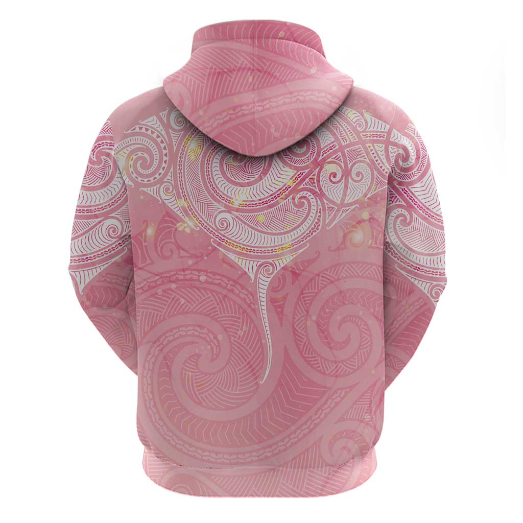 Breast Cancer Awareness Maori Aotearoa Hoodie Manta Ray - Pink Glaze LT7 - Polynesian Pride