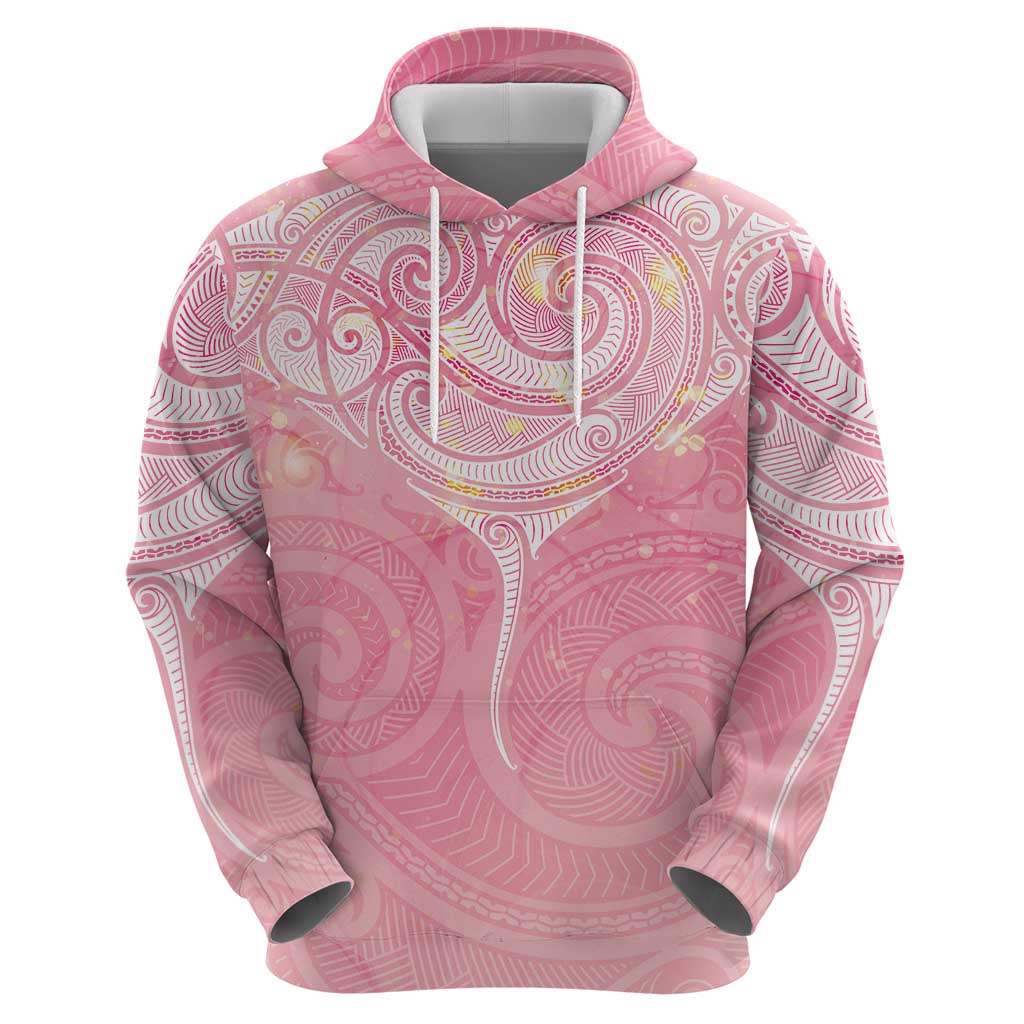 Breast Cancer Awareness Maori Aotearoa Hoodie Manta Ray - Pink Glaze LT7 - Polynesian Pride