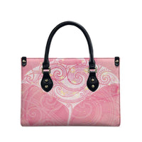 Breast Cancer Awareness Maori Aotearoa Leather Bag Manta Ray - Pink Glaze LT7 - Polynesian Pride