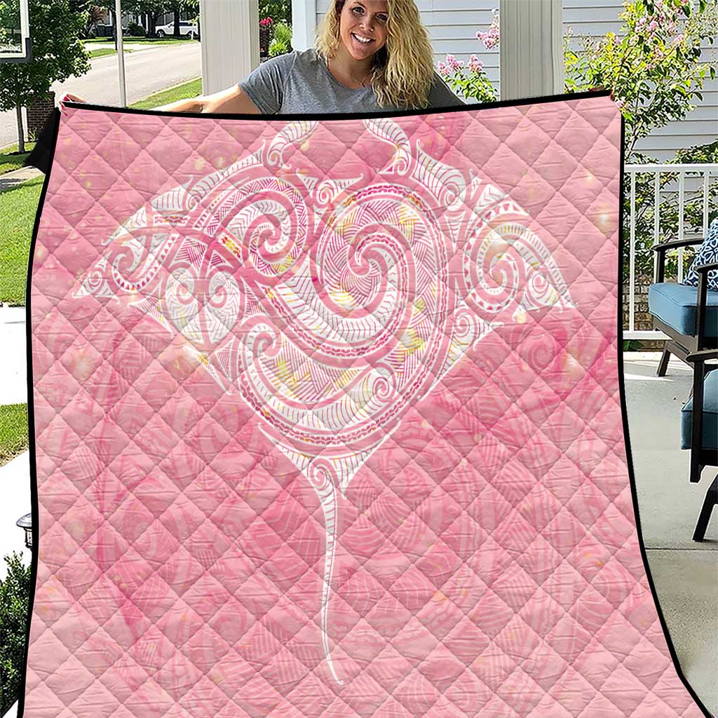 Breast Cancer Awareness Maori Aotearoa Quilt Manta Ray - Pink Glaze LT7 Pink - Polynesian Pride