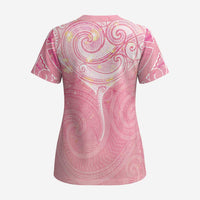 Breast Cancer Awareness Maori Aotearoa Scrub Top Manta Ray - Pink Glaze LT7 - Polynesian Pride