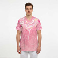 Breast Cancer Awareness Maori Aotearoa Scrub Top Manta Ray - Pink Glaze LT7 - Polynesian Pride