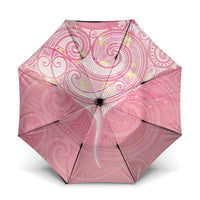 Breast Cancer Awareness Maori Aotearoa Umbrella Manta Ray - Pink Glaze LT7 One Size Folded 11.42 inch Opened Diameter 37.4 inch Pink - Polynesian Pride