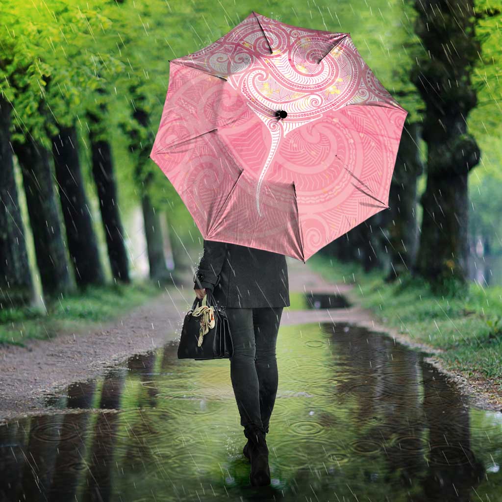 Breast Cancer Awareness Maori Aotearoa Umbrella Manta Ray - Pink Glaze LT7 - Polynesian Pride