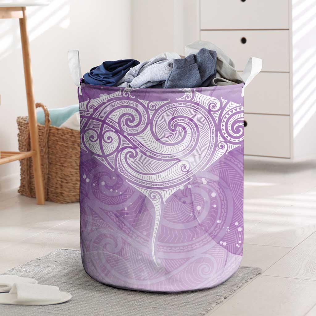 Epilepsy Awareness Maori Aotearoa Laundry Basket Manta Ray - Purple Glaze LT7 Purple - Polynesian Pride