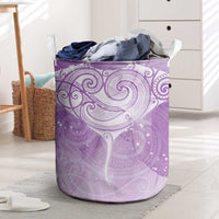 Epilepsy Awareness Maori Aotearoa Laundry Basket Manta Ray - Purple Glaze LT7 Purple - Polynesian Pride