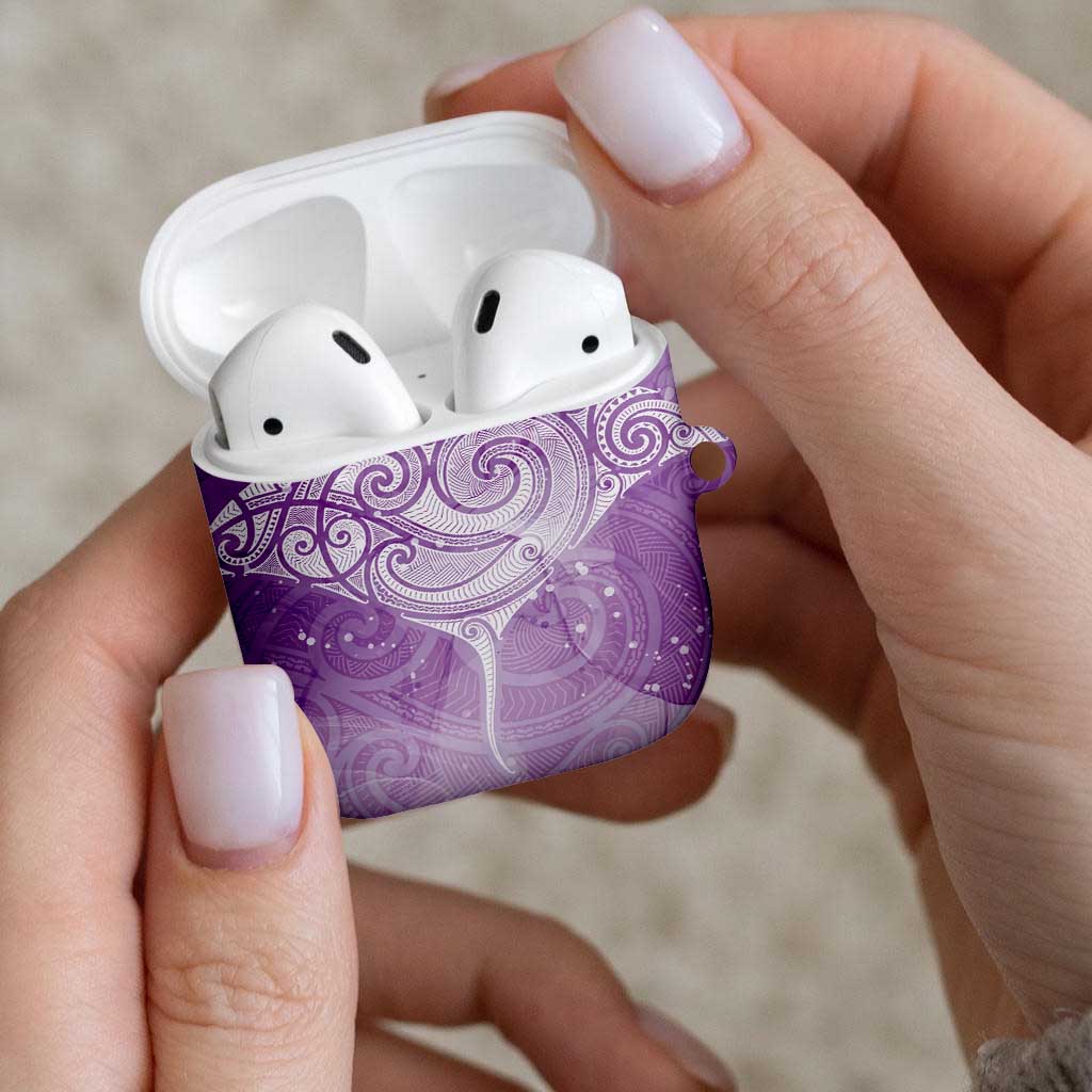 Epilepsy Awareness Maori Aotearoa AirPods Case Manta Ray - Purple Glaze LT7 - Polynesian Pride