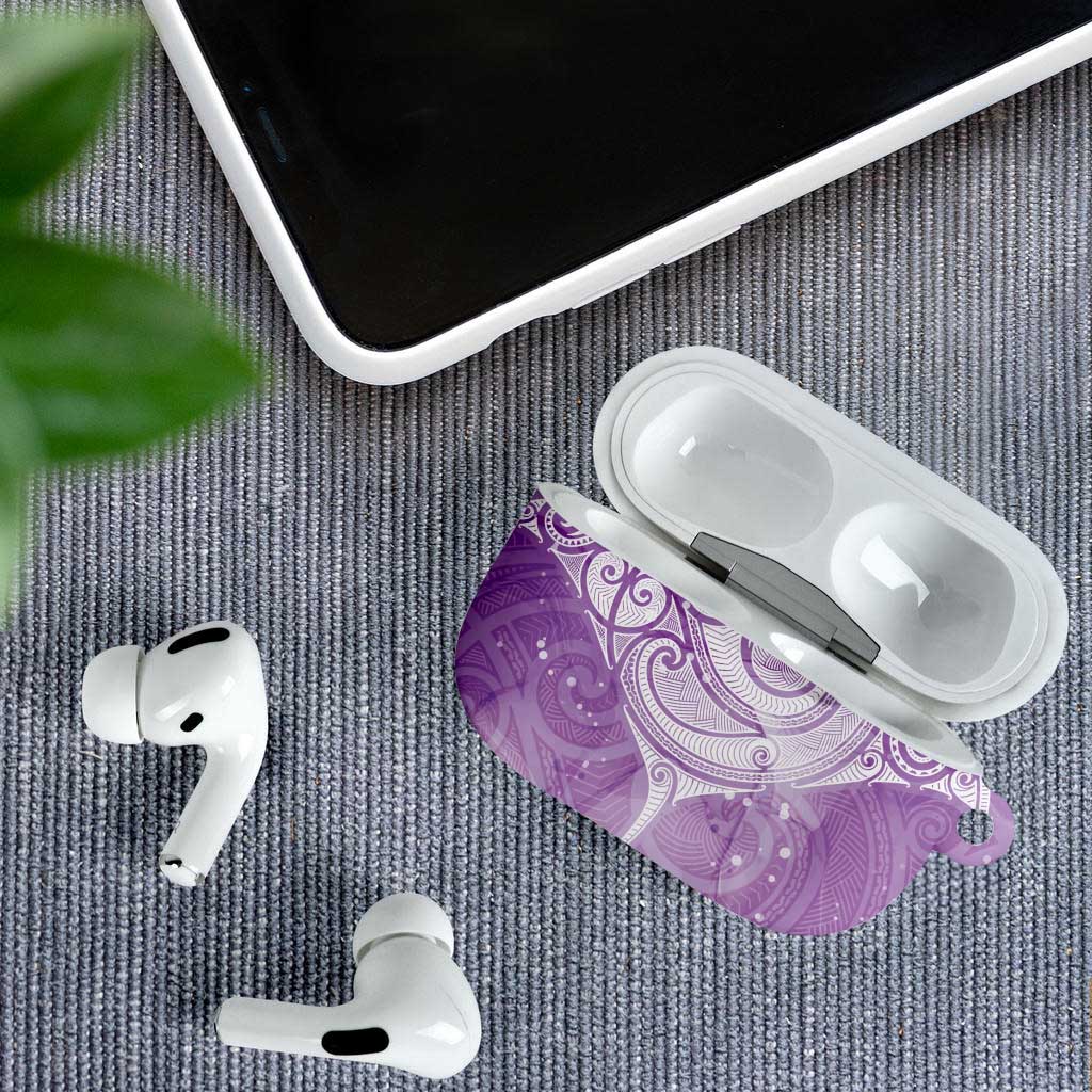 Epilepsy Awareness Maori Aotearoa AirPods Case Manta Ray - Purple Glaze LT7 - Polynesian Pride